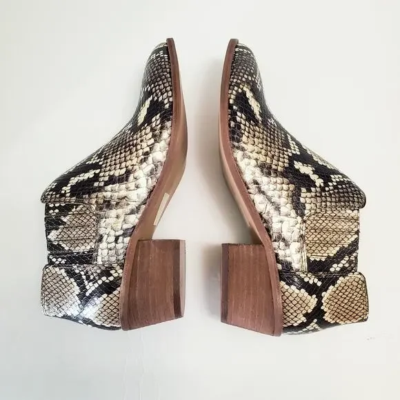 NEW Madewell Low Chelsea Boot Snake Embossed Leather 7 Tan Ankle Natural Animal - Picture 5 of 7